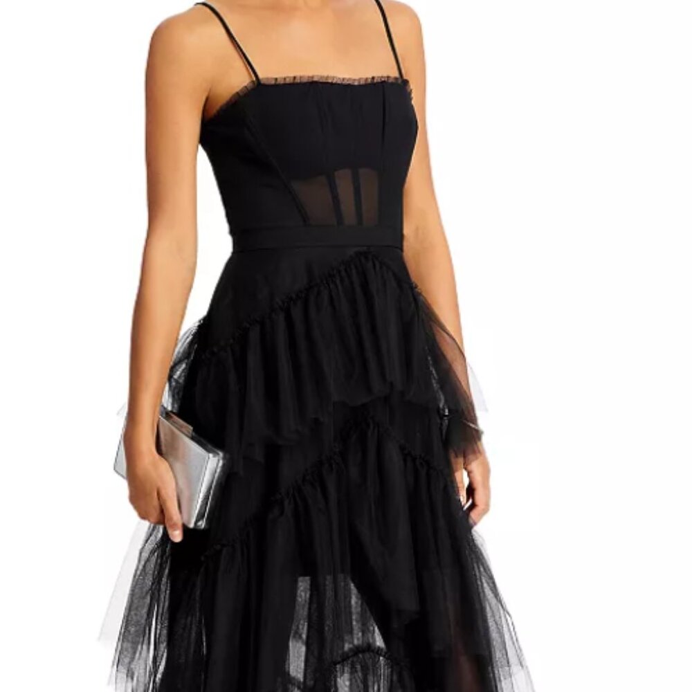 BCBGMAXAZRIA Tulle Corset Essential Gown Size 2 - Black